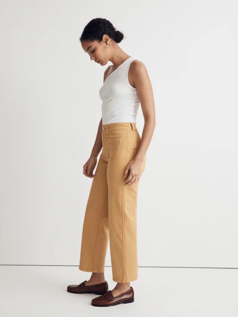 Madewell Emmett Wide-Leg Crop Pants in Mustard Yellow - Size 28 - Picture 2 of 9
